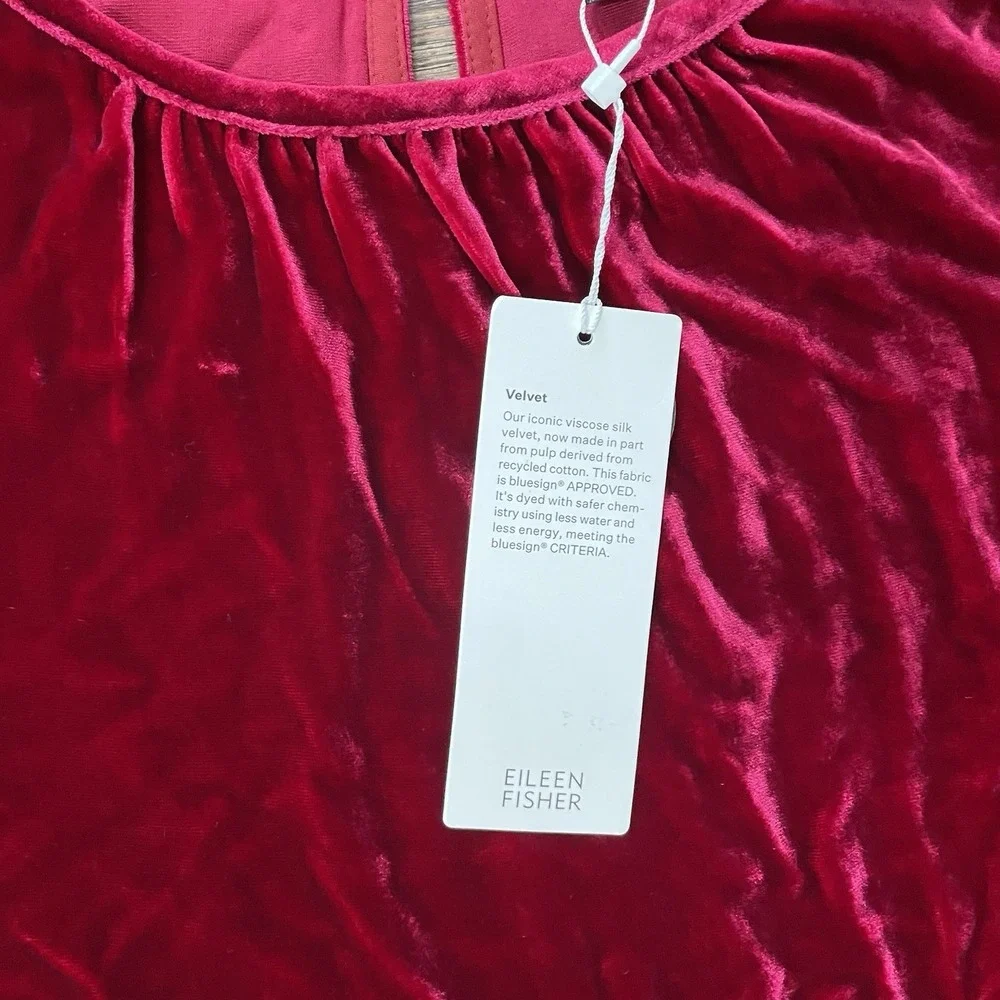 NWT Eileen Fisher Red Velvet Dress Women Sz M Formal Fancy Holiday